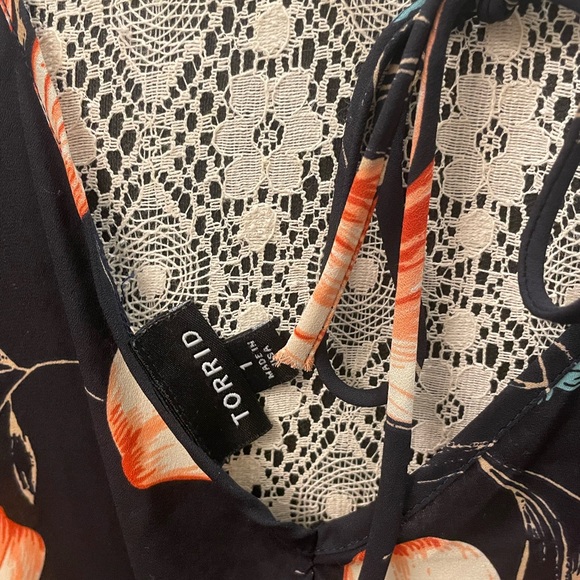 Torrid Floral Print Surplice Babydoll Top - Picture 7 of 8